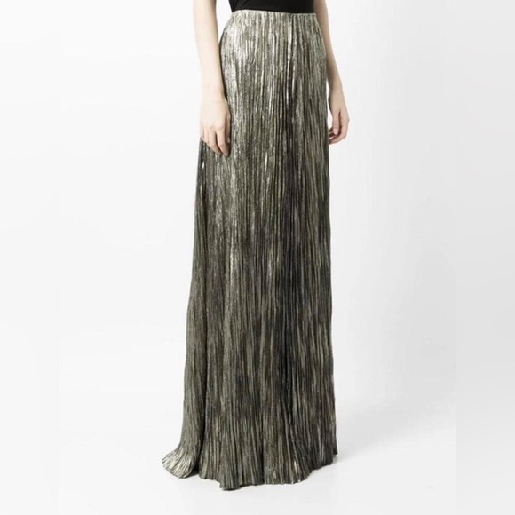Ralph Lauren Collection Purple Label Metallic Maxi Skirt Pleated Formal Crinkle - Picture 7 of 15